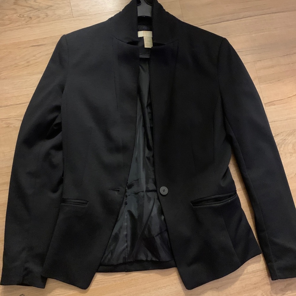H&M black one button blazer suit jacket size 4